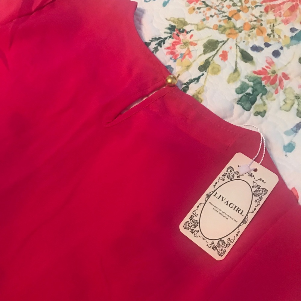 Livagirl pink blouse top semi sheer